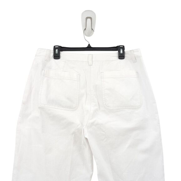 Eileen Fisher Women 14 Cotton Hemp Tapered Pants White High Waist Relax FLAW - Picture 7 of 9